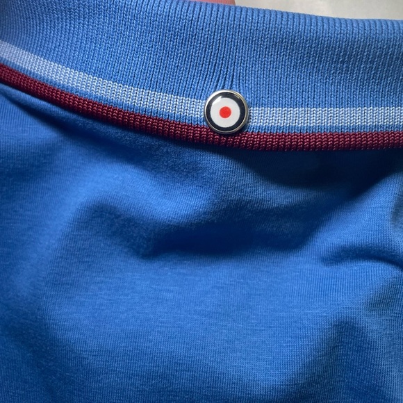 Ben Sherman blue golf shirt with burgundy piping 
sz S - Picture 6 of 10